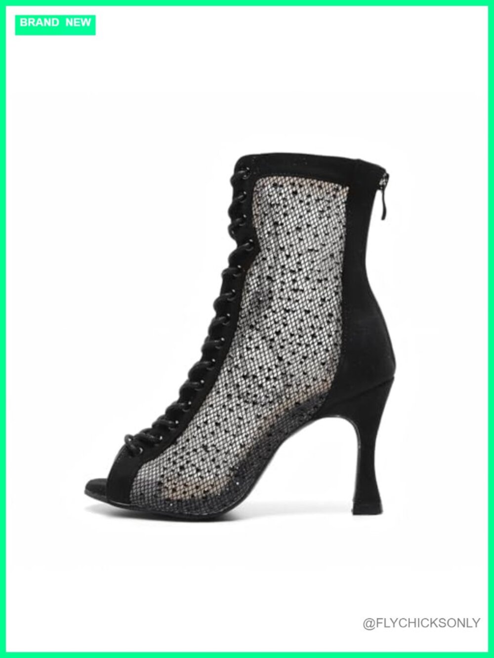 Heels Dance Boot Latin Salsa Ballroom Shoe Suede Sole Peep Toe